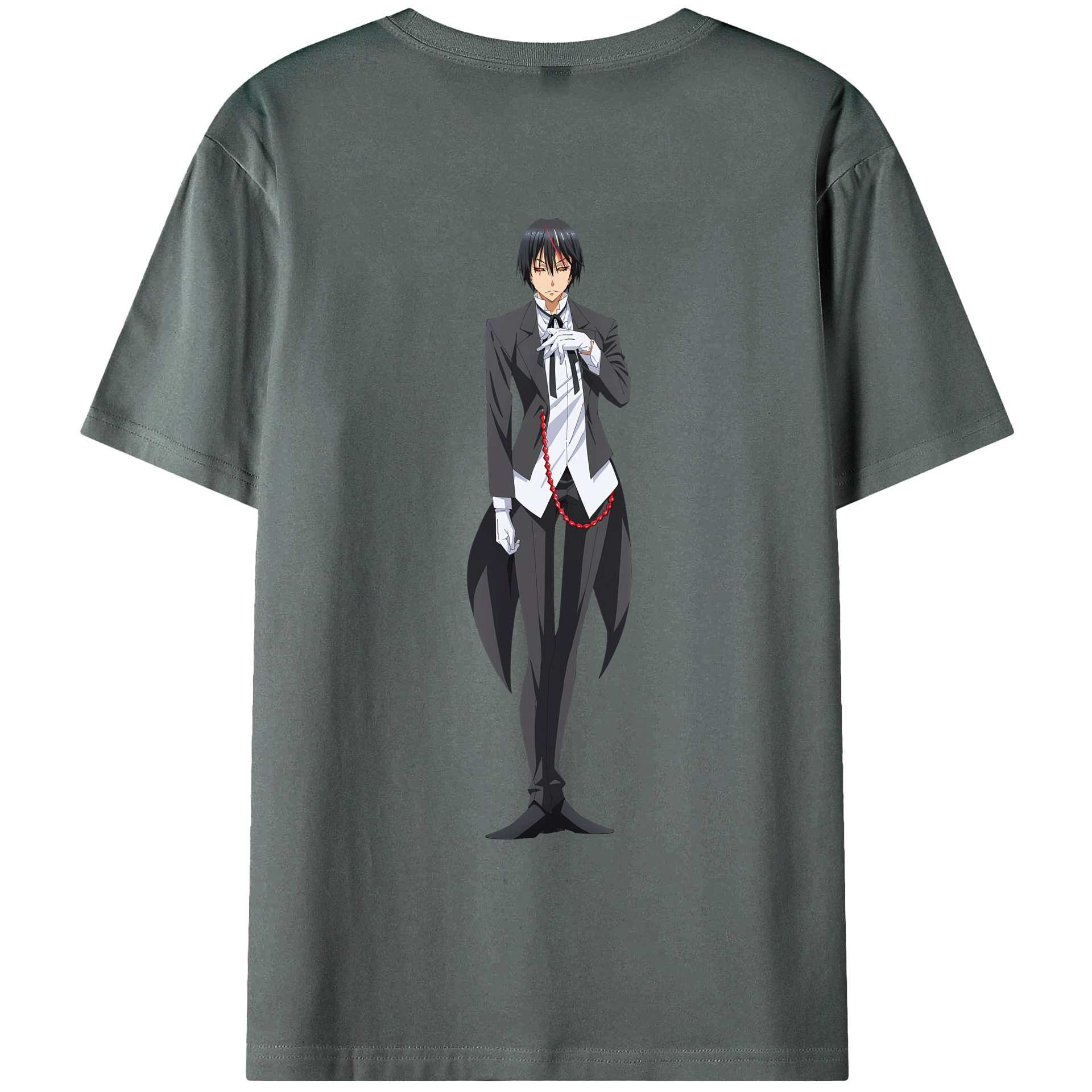 （画像用） 転スラ Regarding Reincarnated to Slime 綿100％ メンズ半袖Tシャツ（バックプリント） 通気性